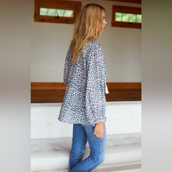 Emerson Fry India Collection Bardot Top - Charcoal Leopard - Size Medium - Picture 3 of 12